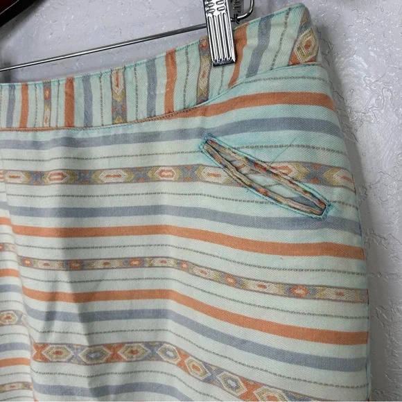 Ryan Michael Skirt Southwestern Blue Red Cotton Raw Hem Aztec Print Women's 4 - Picture 2 of 7